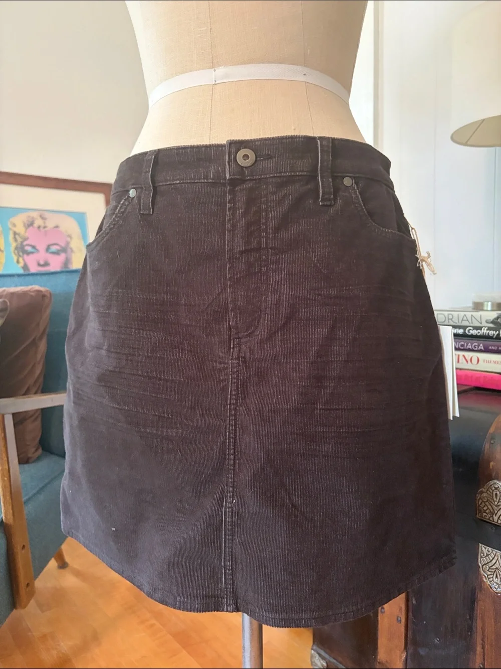Carve Designs Women's Black Corduroy Mini Skirt with Front Seam